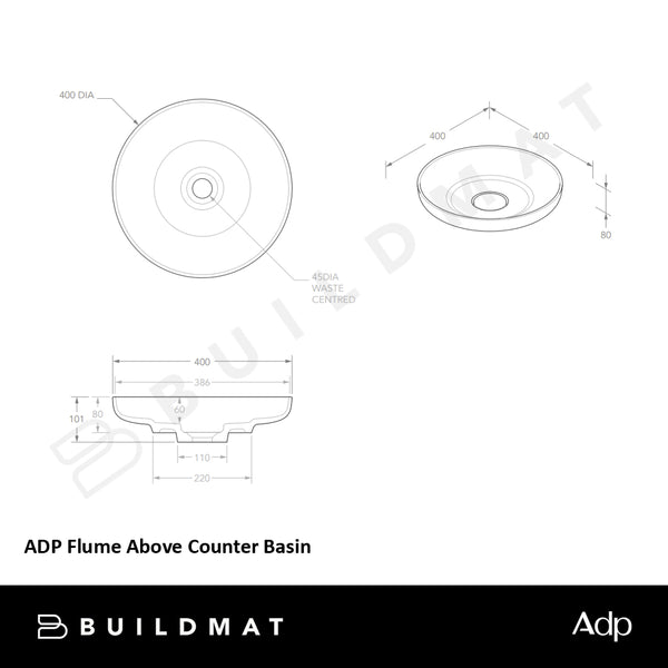 ADP Flume Cast Marble Basin Matte White
