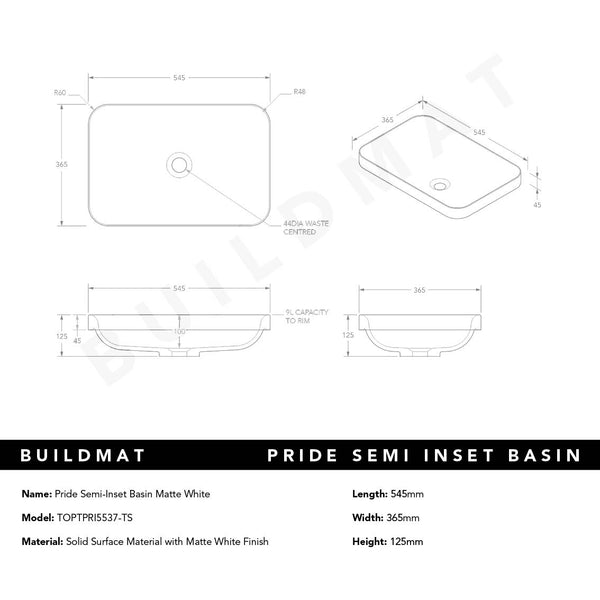 ADP Pride Matte White Semi-Inset Basin