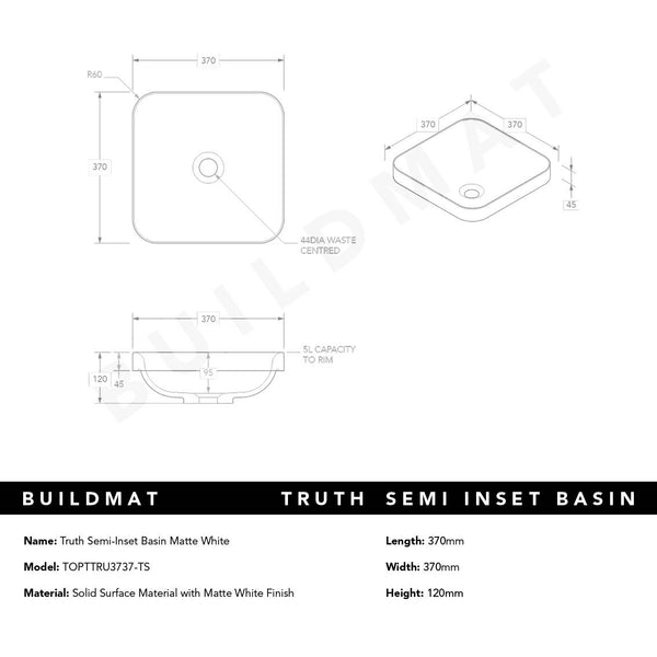 ADP Truth Matte White Semi-Inset Basin