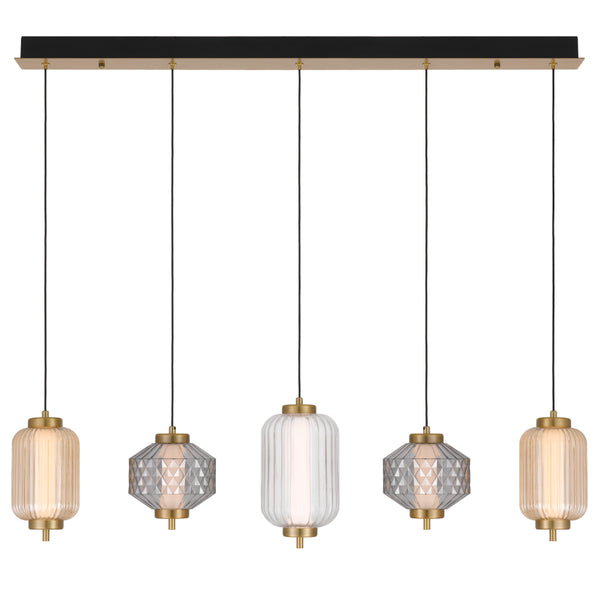 Telbix Torso 5 Light Bar Pendant Brass