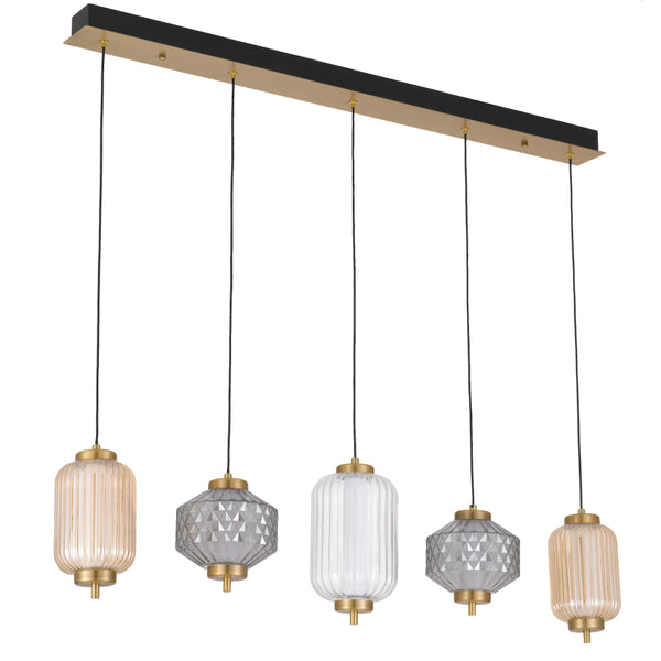 Telbix Torso 5 Light Bar Pendant Brass