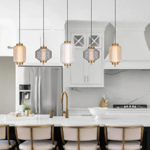 Telbix Torso 5 Light Bar Pendant Brass