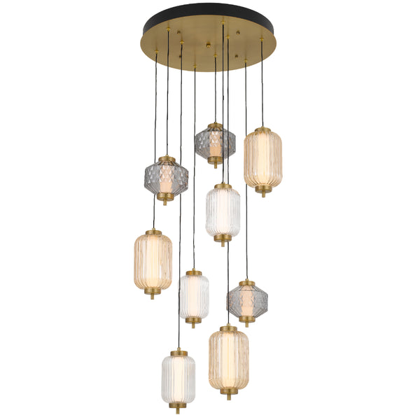 Telbix Torso 9 Light Pendant Brass
