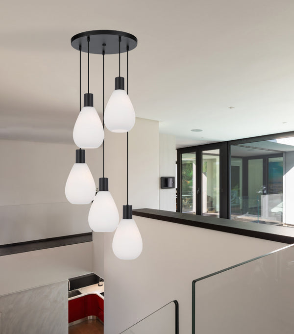 Telbix Tresor 5 Lights Pendant Black Opal Matt