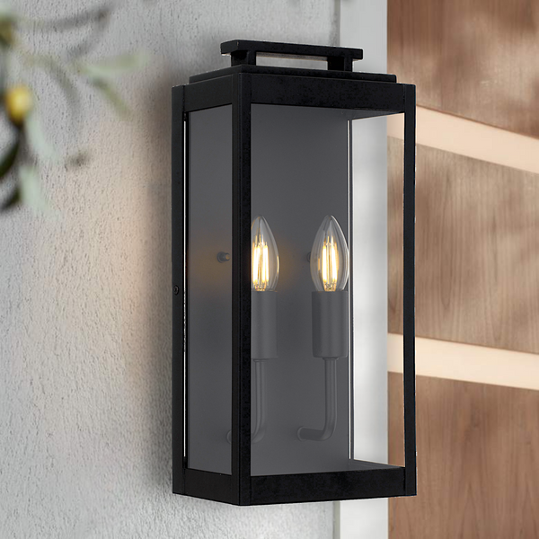 Telbix Truman 2 Light Exterior Wall Light Black