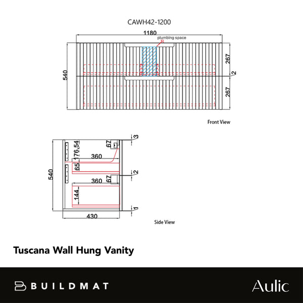 Aulic Tuscana 1200mm Wall Hung Vanity