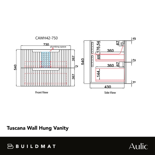 Aulic Tuscana 750mm Wall Hung Vanity