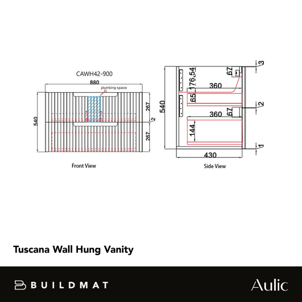 Aulic Tuscana 900mm Wall Hung Vanity