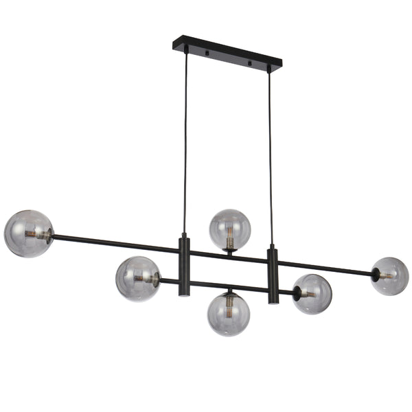 Telbix Tyson 6 Light Pendant Black Amber Tear