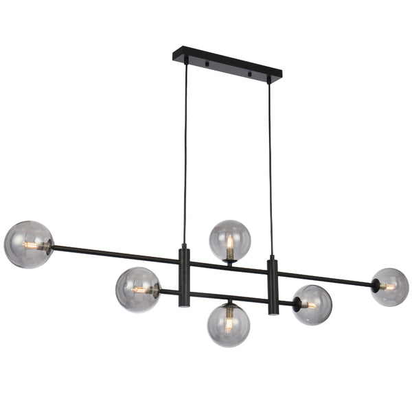 Telbix Tyson 6 Light Pendant Black Smoke