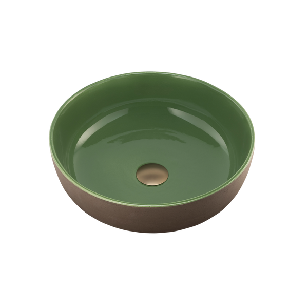 Oliveri Terzofoco Curved Counter Top Basin Natural Earth and Sage Green