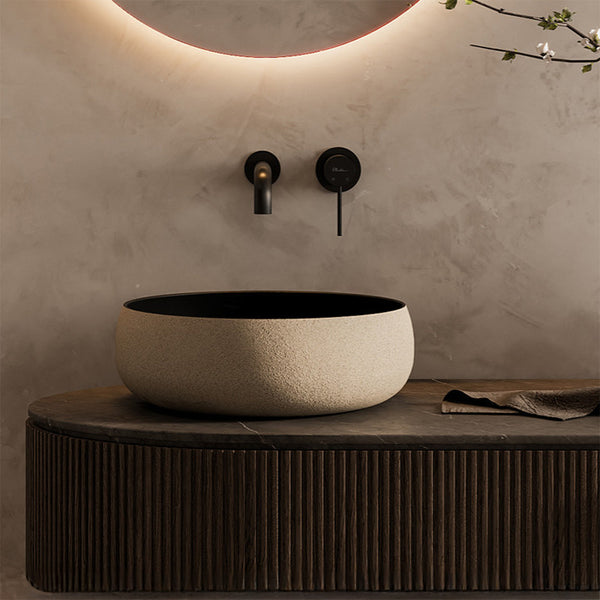 Oliveri Terzofoco Curved Counter Top Basin Light Earth and Matte Black