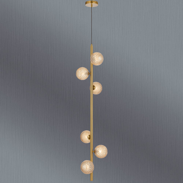 Telbix Elson 6 Light Pendant Antique Gold Amber Tear