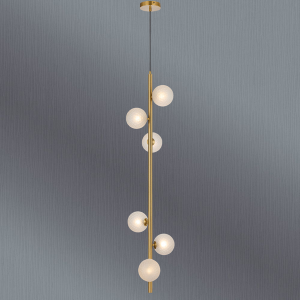 Telbix Elson 6 Light Pendant Antique Gold Frost Tear