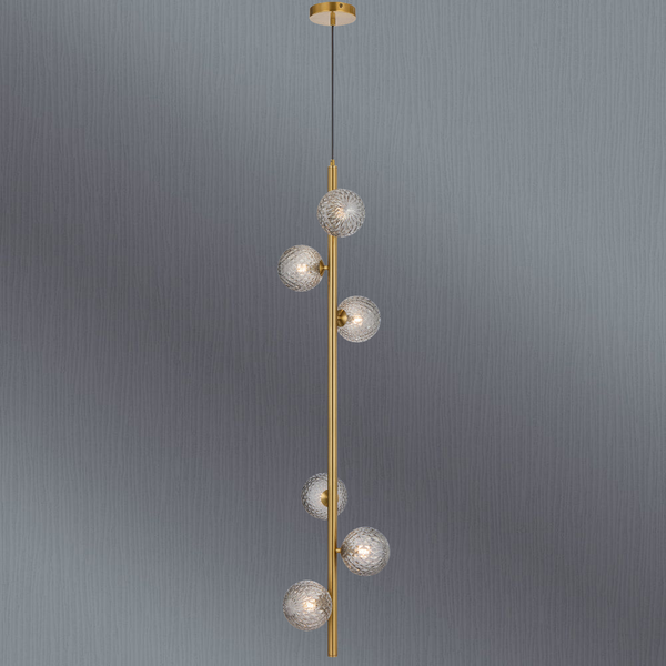 Telbix Elson 6 Light Pendant Antique Gold Smoke Tear