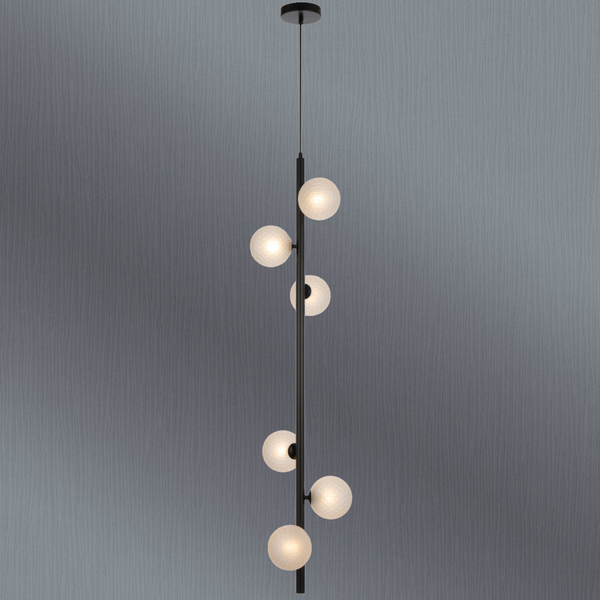 Telbix Elson 6 Light Pendant Black Frost Tear