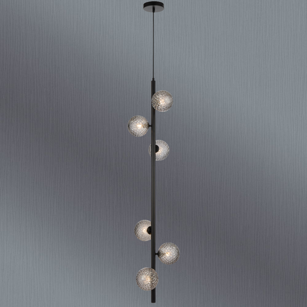 Telbix Elson 6 Light Pendant Black Smoke Tear