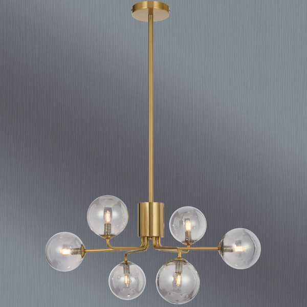 Telbix Felton 6 Light Pendant Antique Gold Smoke