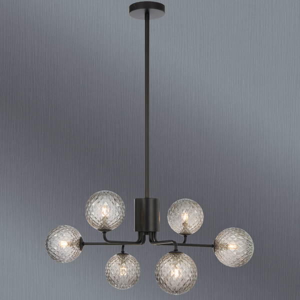 Telbix Felton 6 Light Pendant Black Smoke Tear