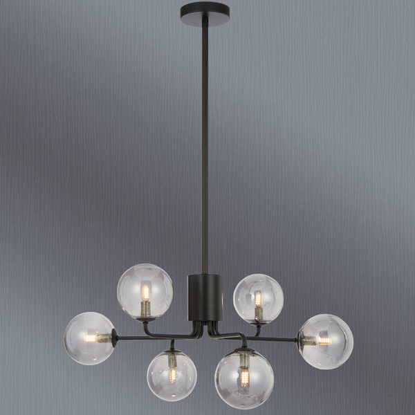 Telbix Felton 6 Light Pendant Black Smoke