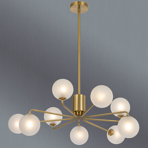 Telbix Felton 9 Light Pendant Antique Gold Frost Tear