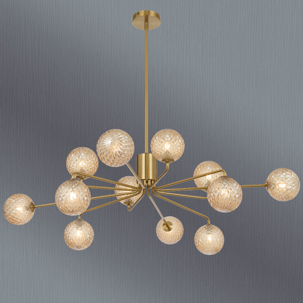 Telbix Felton 12 Light Pendant Antique Gold Amber Tear