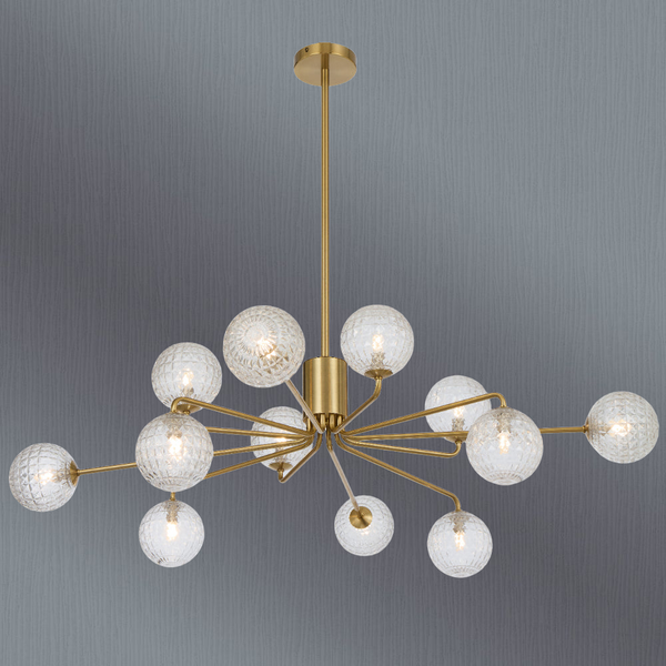 Telbix Felton 12 Light Pendant Antique Gold Clear Prism