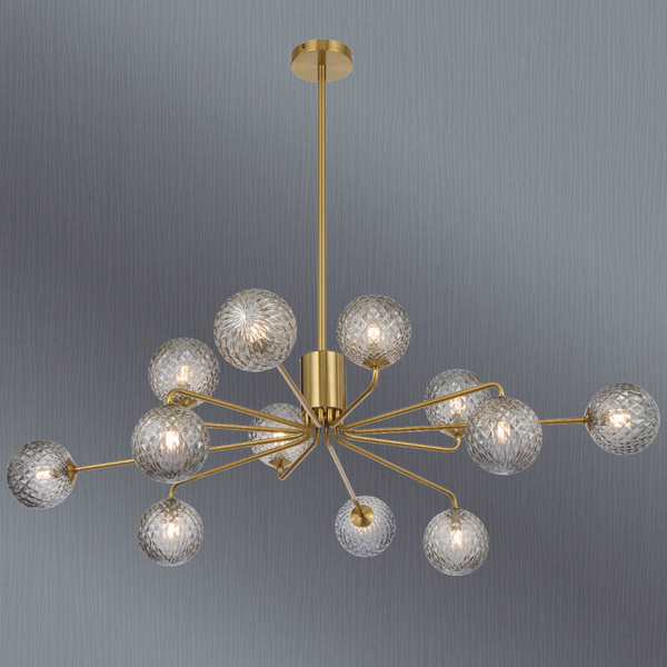 Telbix Felton 12 Light Pendant Antique Gold Smoke Tear