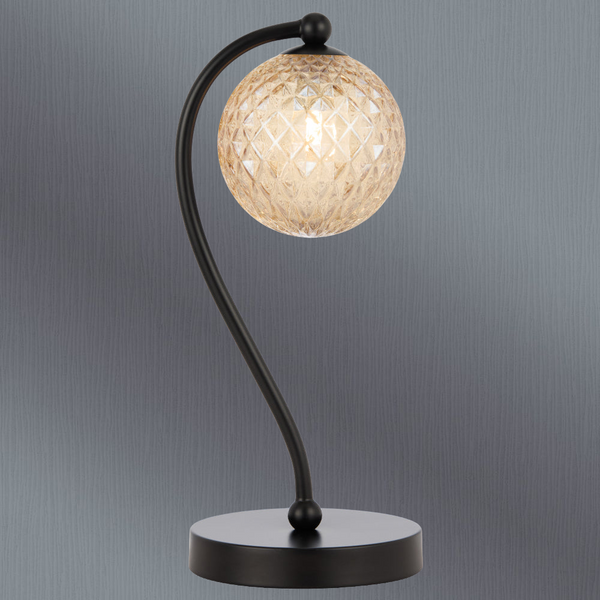 Telbix Felton Table Lamp Black Amber Tear