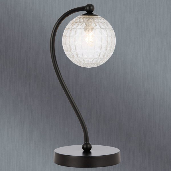 Telbix Felton Table Lamp Black Clear Prism