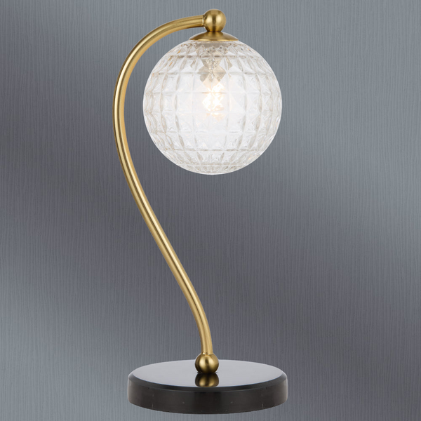 Telbix Felton Table Lamp Black Marble Clear Prism