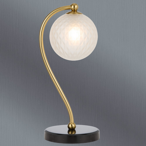 Telbix Felton Table Lamp Black Marble Frost Tear