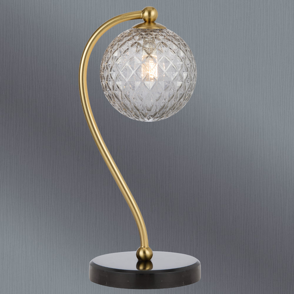 Telbix Felton Table Lamp Black Marble Smoke Tear