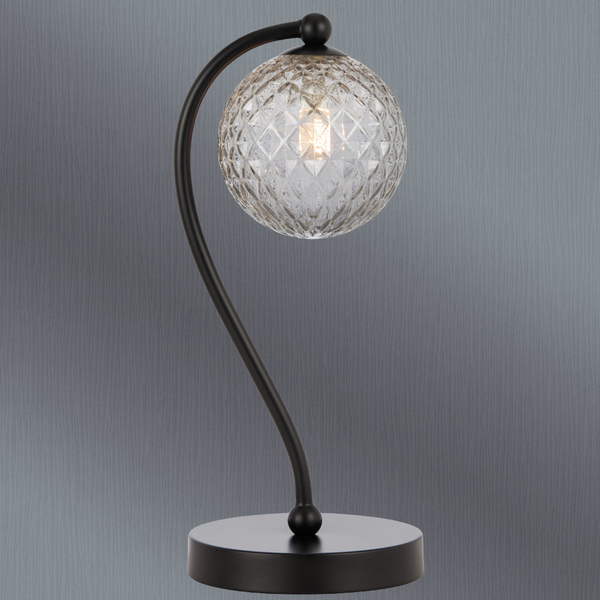 Telbix Felton Table Lamp Black Smoke Tear