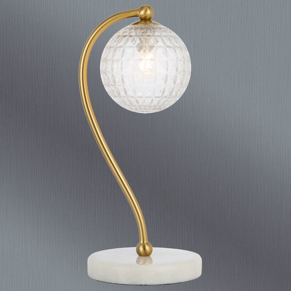 Telbix Felton Table Lamp White Marble Clear Prism