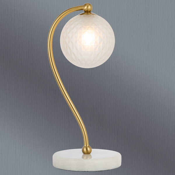 Telbix Felton Table Lamp White Marble Frost Tear