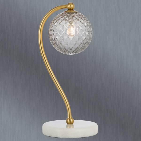 Telbix Felton Table Lamp White Marble Smoke Tear