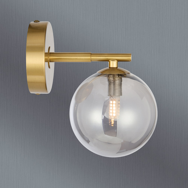 Telbix Felton 1 Light Wall Light Antique Gold Smoke