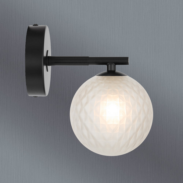 Telbix Felton 1 Light Wall Light Black Frost Tear