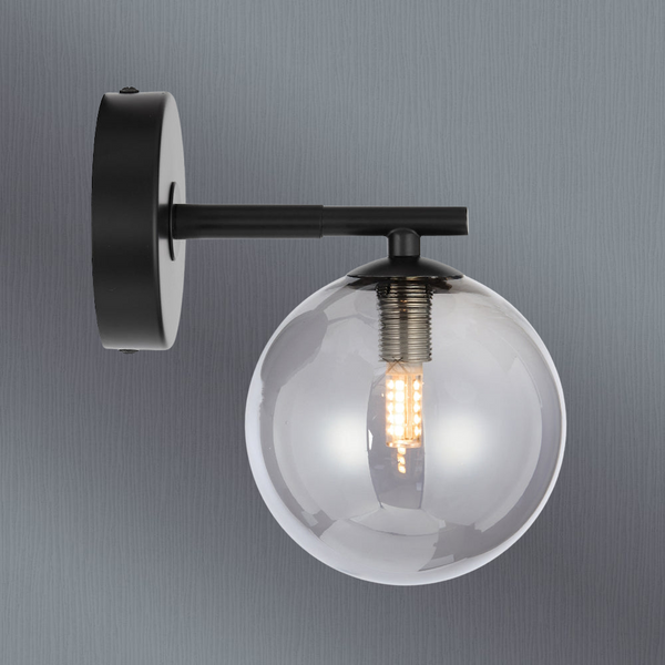 Telbix Felton 1 Light Wall Light Black Smoke