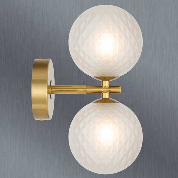 Telbix Felton 2 Light Wall Light Antique Gold Frost Tear