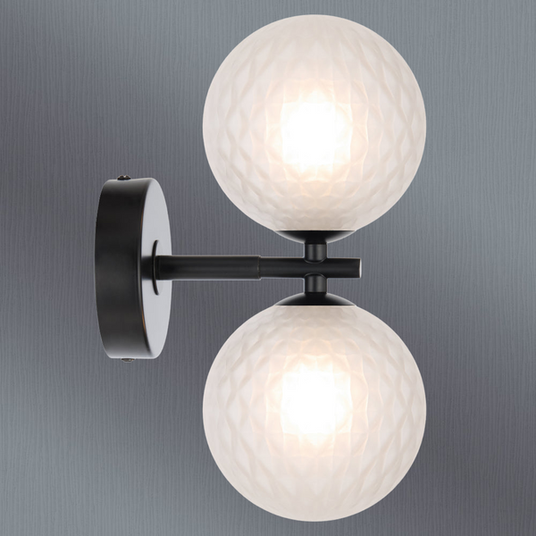 Telbix Felton 2 Light Wall Light Black Frost Tear