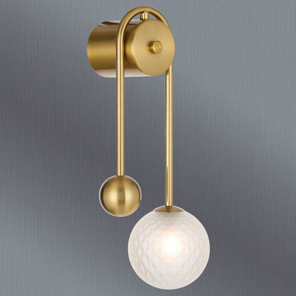 Telbix Felton Arm Wall Light Antique Gold Frost Tear