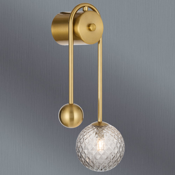 Telbix Felton Arm Wall Light Antique Gold Smoke Tear