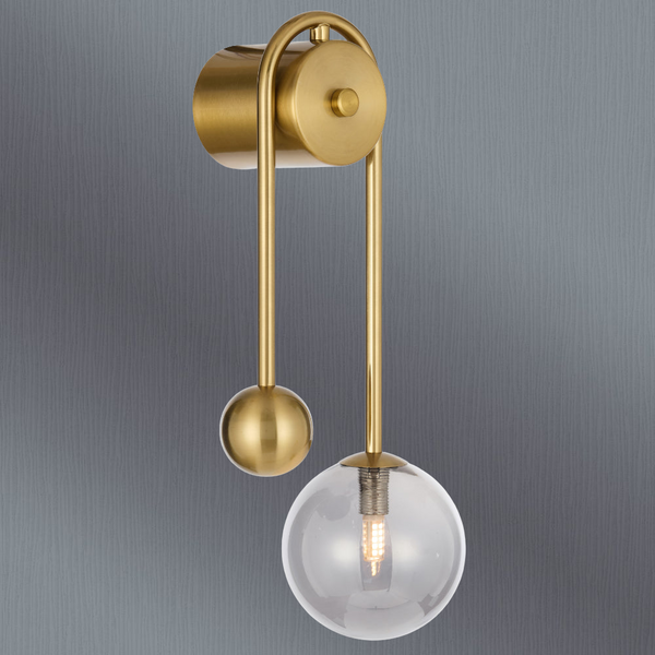 Telbix Felton Arm Wall Light Antique Gold Smoke