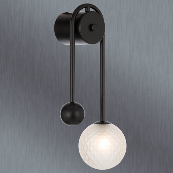 Telbix Felton Arm Wall Light Black Frost Tear