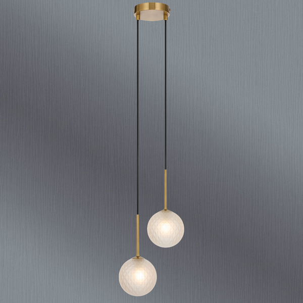 Telbix Gaston 2 Light Pendant Antique Gold Frost Tear
