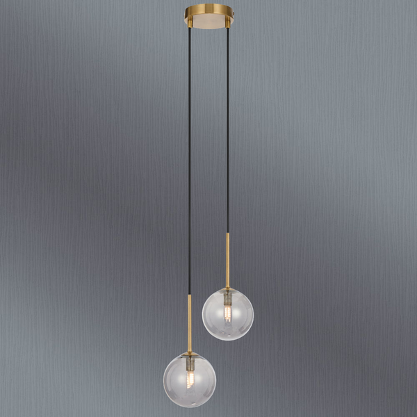 Telbix Gaston 2 Light Pendant Antique Gold Smoke
