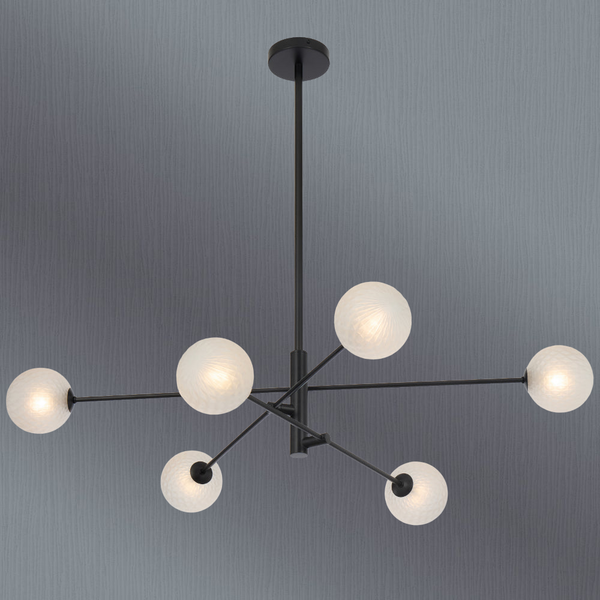 Telbix Gaston 6 Light Pendant Black Frost Tear