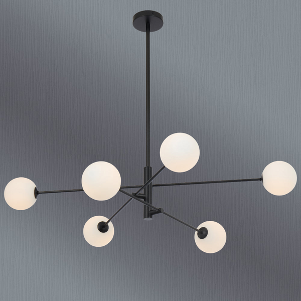 Telbix Gaston 6 Light Pendant Black Opal Matt